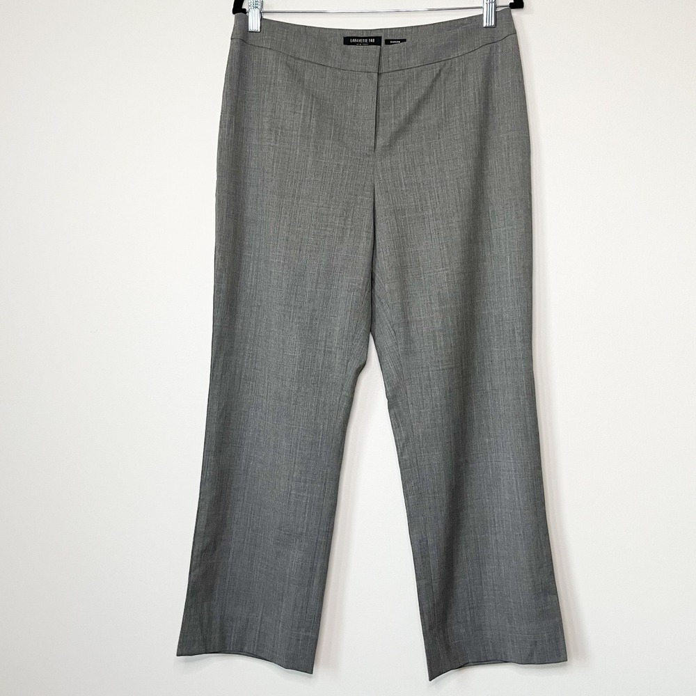 Lafayette 148 Barrow Wool Blend Straight Leg Trouser Pant Gray Womens 8